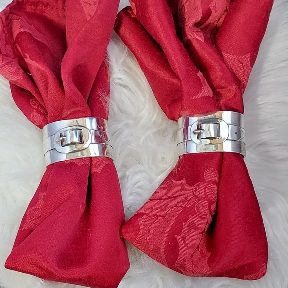 Bloomingdale's Silver Napkin Rings set of 2 Belt in Buckle, Oval Shape -Solid - Picture 1 of 7